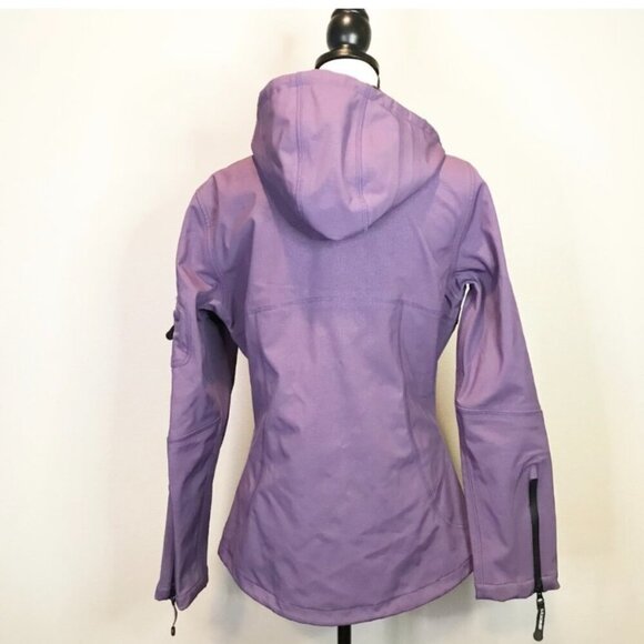 Ilse Jacobsen Sz 10 Purple Hooded Rain Jacket | Softshell | Zip Front EUC - Picture 8 of 9